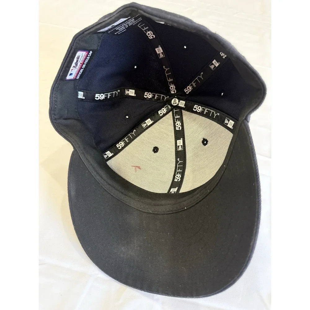Vintage New Era Cleveland Indians Hat 7 5/8 Navy Blue 59FIFTY Fitted MLB Cap USA